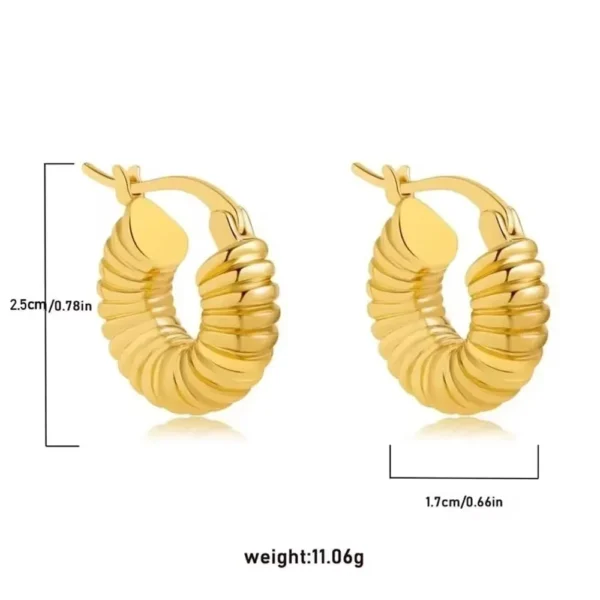 Vintage Stainless Steel Chunky Twist C Shape Earrings for Women Anti Allergic Smooth Metal Circle Huggie Ear Hoop Jewelry Серьги - Image 26