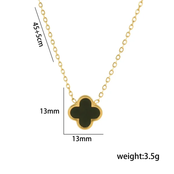 Titanium Steel Double-Sided Simple Four-Leaf Flower Necklace Women's Trendy Classic Shell Pendant Network Popular Non-Fading Jew - Image 5