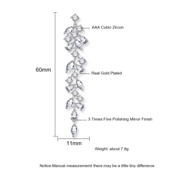 ZAKOL Fashion Cubic Zirconia Leaf Long Dangle Earrings For Women White Leaves Drop Earring Bridal Wedding Jewelry Gifts - Image 26