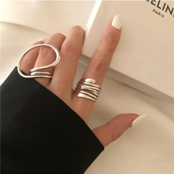 2023 New Fashion Trend Unique Design Elegant Delicate Exaggerated Lines Ring Women Jewelry Wedding Party Premium Gift Wholesale - Image 2