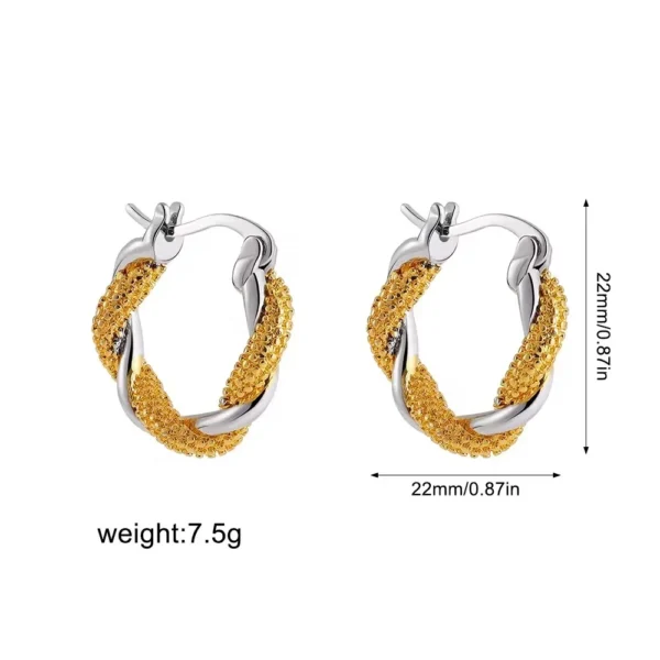 Vintage Stainless Steel Chunky Twist C Shape Earrings for Women Anti Allergic Smooth Metal Circle Huggie Ear Hoop Jewelry Серьги - Image 21