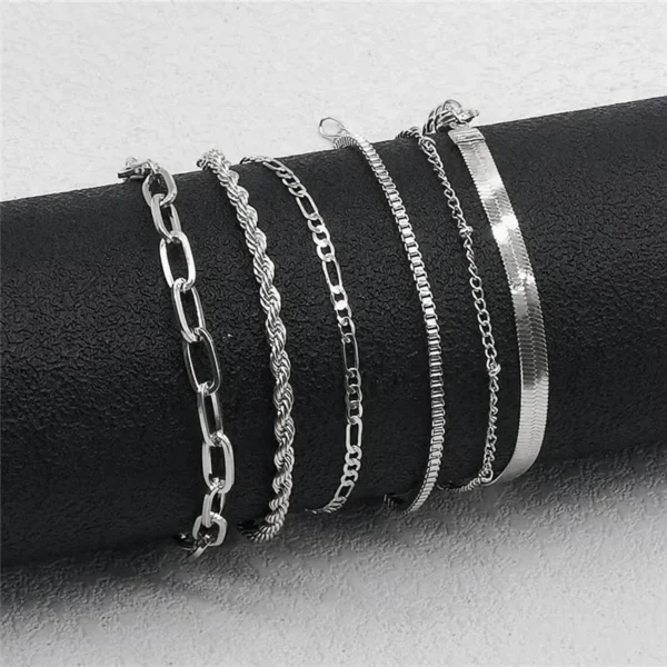 Bohemian Minimalist Metal Chain Women's Set of 6 Multi-layer Chain Simple Fashionable Bracelets Wedding Jewelry Birthday Gifts - Image 4