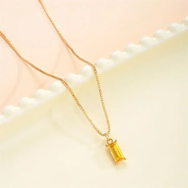 Korean New Square Cubic Zirconia Pendant Necklaces for Woman Fashion Red Green Stone Fairy Party Luxury Jewelry Gift Wholesale - Image 16