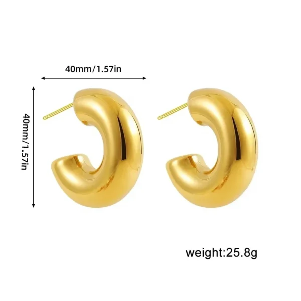 Vintage Stainless Steel Chunky Twist C Shape Earrings for Women Anti Allergic Smooth Metal Circle Huggie Ear Hoop Jewelry Серьги - Image 15