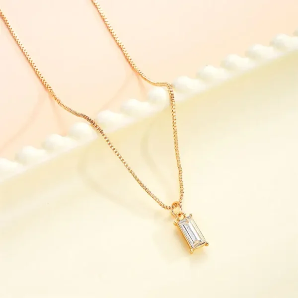 Korean New Square Cubic Zirconia Pendant Necklaces for Woman Fashion Red Green Stone Fairy Party Luxury Jewelry Gift Wholesale - Image 13