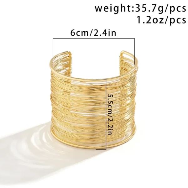 Vintage Hyperbolic Layered Gold Plated Wide Wire Bracelet Cuff Bangle for Women Exaggerated Wrist Wrap Bangle Hand Jewelry Gift - Image 9