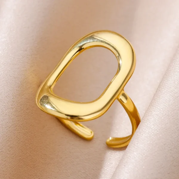 316L Stainless Steel Rings for Women Gold Color Never Fade Luxury Classic rings Adjustable Rock Ring Aesthetic Jewelry Gift - Image 4