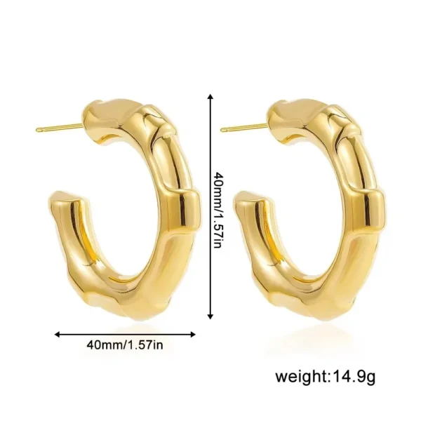 Vintage Stainless Steel Chunky Twist C Shape Earrings for Women Anti Allergic Smooth Metal Circle Huggie Ear Hoop Jewelry Серьги - Image 7