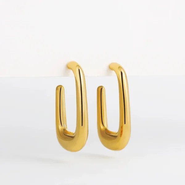 Vintage Stainless Steel Chunky Twist C Shape Earrings for Women Anti Allergic Smooth Metal Circle Huggie Ear Hoop Jewelry Серьги - Image 56