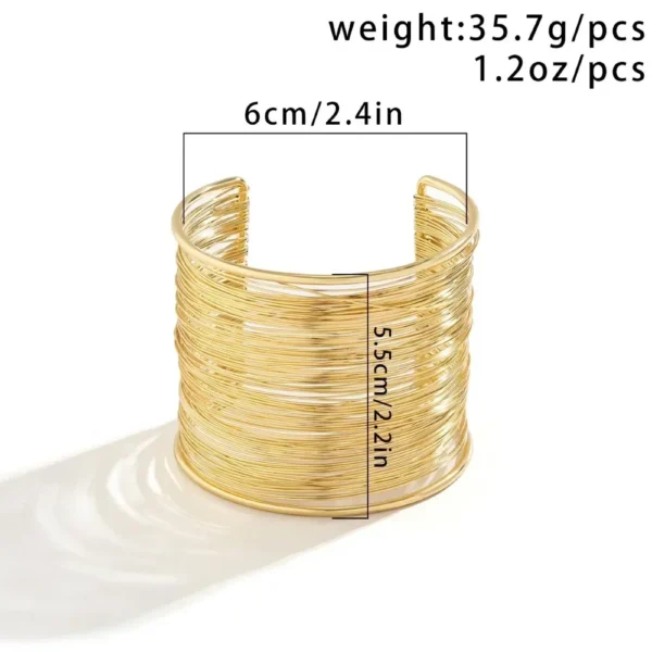 Vintage Hyperbolic Layered Gold Plated Wide Wire Bracelet Cuff Bangle for Women Exaggerated Wrist Wrap Bangle Hand Jewelry Gift - Image 6