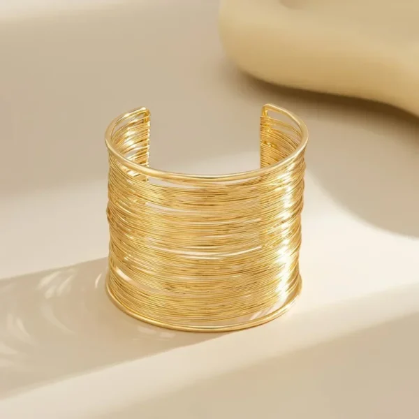 Vintage Hyperbolic Layered Gold Plated Wide Wire Bracelet Cuff Bangle for Women Exaggerated Wrist Wrap Bangle Hand Jewelry Gift - Image 7