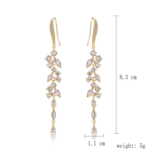 ZAKOL Fashion Cubic Zirconia Leaf Long Dangle Earrings For Women White Leaves Drop Earring Bridal Wedding Jewelry Gifts - Image 36