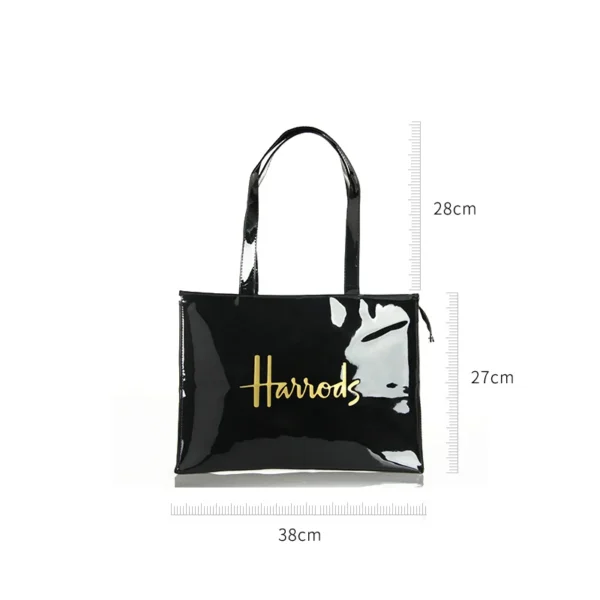 Horizontal Edition PVC Reusable Shopping Bag Eco-friendly London Lady Shopper Bag Large Capacity Waterproof Handbag Shoulder Bag - Image 2