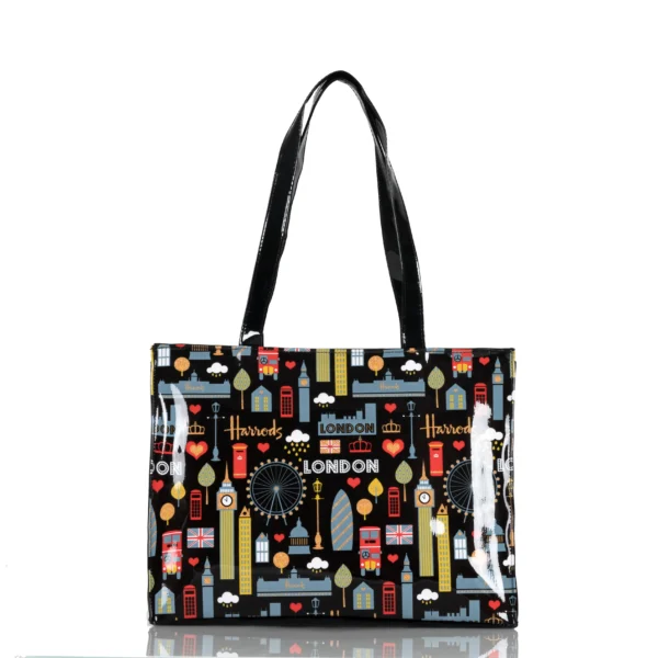 Horizontal Edition PVC Reusable Shopping Bag Eco-friendly London Lady Shopper Bag Large Capacity Waterproof Handbag Shoulder Bag - Image 13