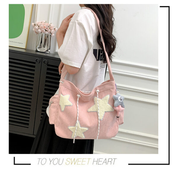Women Star Pattern Corduroy Crossbody Bag Casual Tote Lady Simple Large Capacity Shoulder Bag Girl Travel School Bookbag Handbag - Image 11