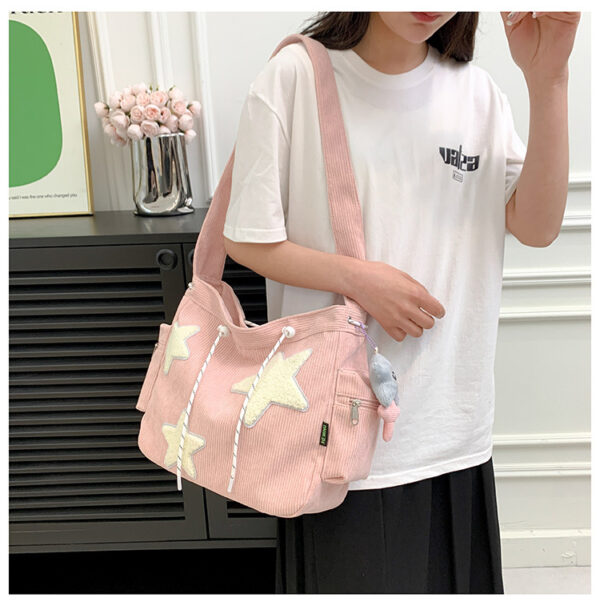 Women Star Pattern Corduroy Crossbody Bag Casual Tote Lady Simple Large Capacity Shoulder Bag Girl Travel School Bookbag Handbag - Image 22