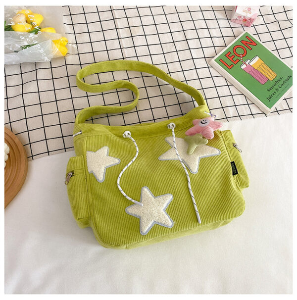 Women Star Pattern Corduroy Crossbody Bag Casual Tote Lady Simple Large Capacity Shoulder Bag Girl Travel School Bookbag Handbag - Image 18