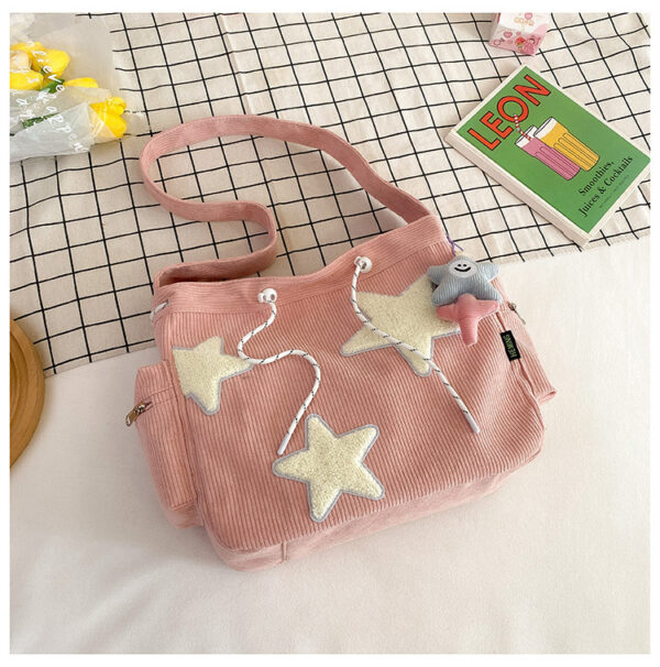 Women Star Pattern Corduroy Crossbody Bag Casual Tote Lady Simple Large Capacity Shoulder Bag Girl Travel School Bookbag Handbag - Image 20