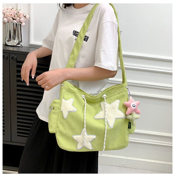 Women Star Pattern Corduroy Crossbody Bag Casual Tote Lady Simple Large Capacity Shoulder Bag Girl Travel School Bookbag Handbag - Image 24