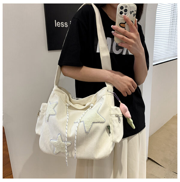 Women Star Pattern Corduroy Crossbody Bag Casual Tote Lady Simple Large Capacity Shoulder Bag Girl Travel School Bookbag Handbag - Image 28