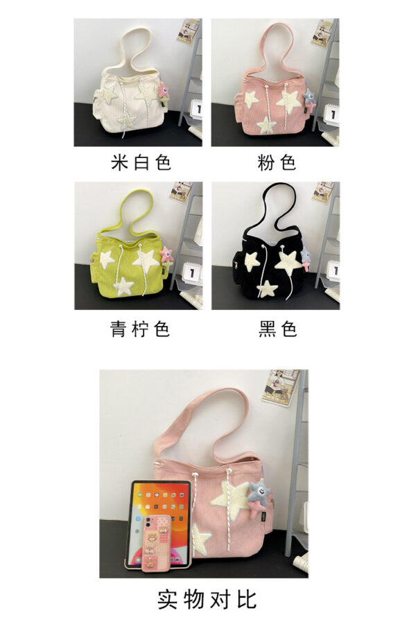 Women Star Pattern Corduroy Crossbody Bag Casual Tote Lady Simple Large Capacity Shoulder Bag Girl Travel School Bookbag Handbag - Image 13