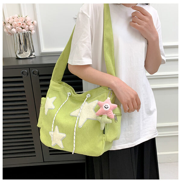 Women Star Pattern Corduroy Crossbody Bag Casual Tote Lady Simple Large Capacity Shoulder Bag Girl Travel School Bookbag Handbag - Image 25