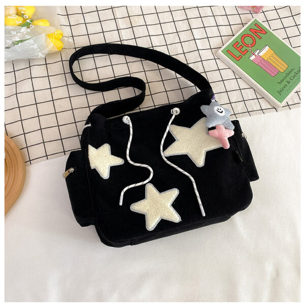 Women Star Pattern Corduroy Crossbody Bag Casual Tote Lady Simple Large Capacity Shoulder Bag Girl Travel School Bookbag Handbag - Image 17