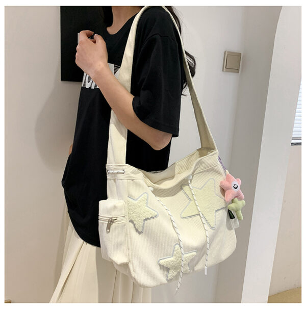 Women Star Pattern Corduroy Crossbody Bag Casual Tote Lady Simple Large Capacity Shoulder Bag Girl Travel School Bookbag Handbag - Image 29