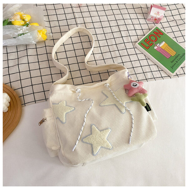 Women Star Pattern Corduroy Crossbody Bag Casual Tote Lady Simple Large Capacity Shoulder Bag Girl Travel School Bookbag Handbag - Image 19