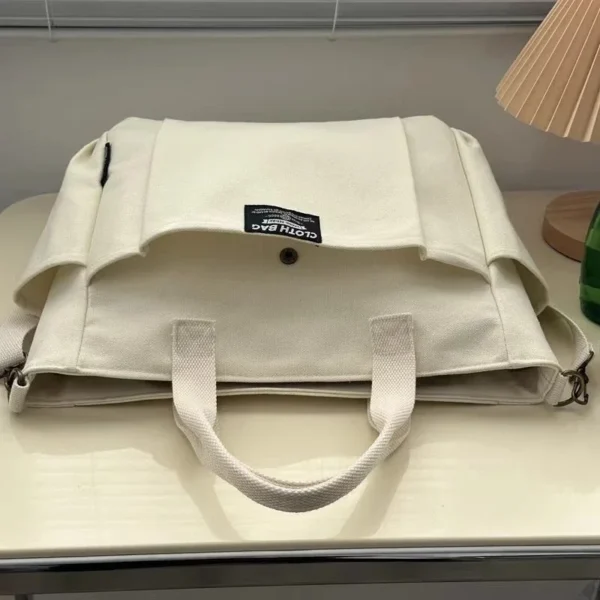 Urban Minimalist Female Student Large Capacity Commuting Horizontal Canvas Single Shoulder Diagonal Cross Portable Tote Bag 2024 - Image 17
