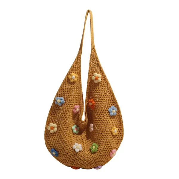 Braid bag women large capacity small flower summer hollow shoulder bag fashion bucket bag - Image 8