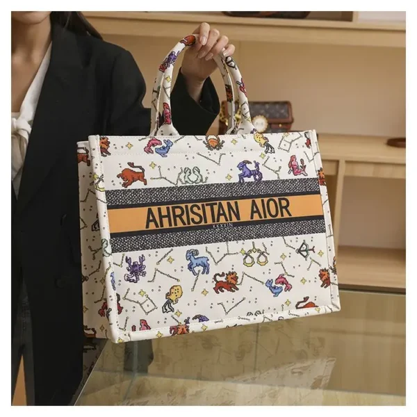 new fashion designer versatile shoulder bag Large capacity canvas handbag for women ethnic style printed travel shopping bag - Image 29