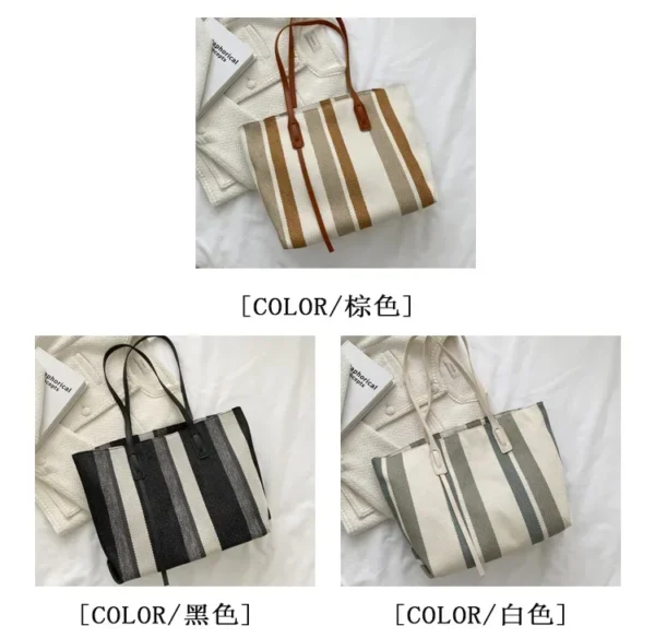 Raffia Summer Bags for Woman 2024 Stripe Designer Shoulder Crossbody Shopper Storage Bag Women Casual Canvas Handbag Tote Bag - Image 11