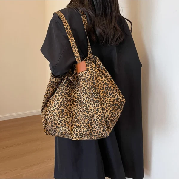 Leopard Pattern Tote Bag Vintage Canvas Shoulder Bag Fashion Big Capacity Handbag For School Work Shopping - Image 21