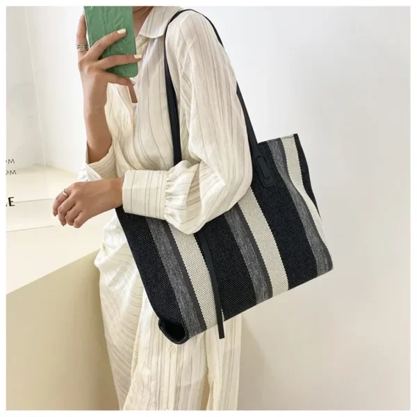 Raffia Summer Bags for Woman 2024 Stripe Designer Shoulder Crossbody Shopper Storage Bag Women Casual Canvas Handbag Tote Bag - Image 52