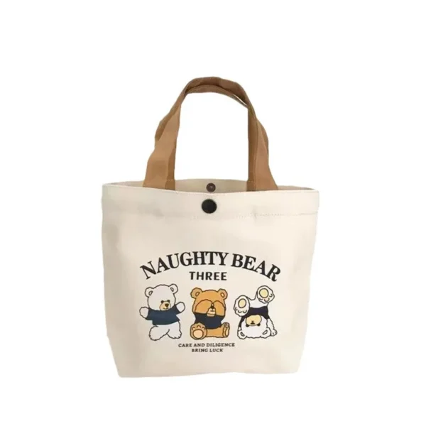 Fashion Canvas Women Tote Bags 2024 Japanese Cartoon Ladies Hand Bags Cute Travel Picnic Food Handbags Portable Lunch Bag - Image 6