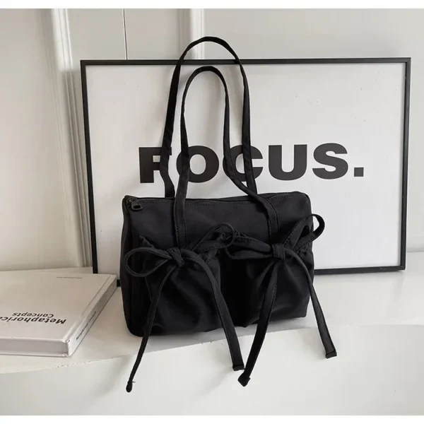 2025 New Korean Bow Nylon Shoulder Bag Fashionable and Sweet Design Tote Bag Folded Large Capacity Commuter Women's Handbag - Image 27