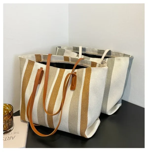 Raffia Summer Bags for Woman 2024 Stripe Designer Shoulder Crossbody Shopper Storage Bag Women Casual Canvas Handbag Tote Bag - Image 31