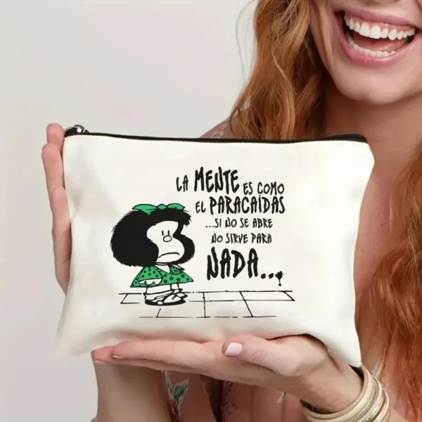 2 Pcs Mafalda Fashion Tote Cosmetic Organizer Ladies Canvas Shoulder Bag Eco-friendly Large Capacity Shopping Bag Wallet - Image 51