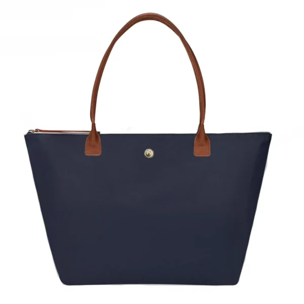 Large Capacity Shoulder Tote Bag for Women Nylon Top-Handle Purse Foldable Weekend Handbag Single Shoulder Soft Leather Bag - Image 8