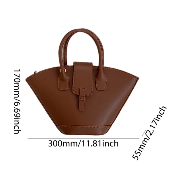 Luxury Designer Fashion Handbag PU Leather Tote Bag Large Capacity Trendy Crossbody Bag Trapezoid Bucket Bag for Women - Image 6