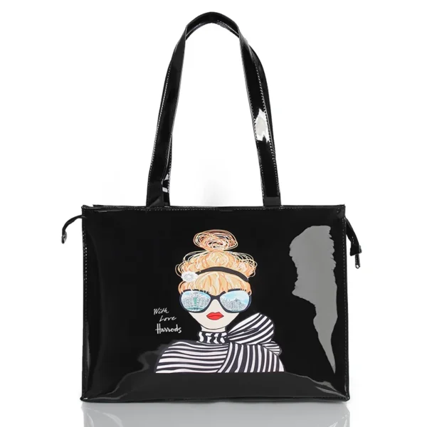 Horizontal Edition PVC Reusable Shopping Bag Eco-friendly London Lady Shopper Bag Large Capacity Waterproof Handbag Shoulder Bag - Image 7