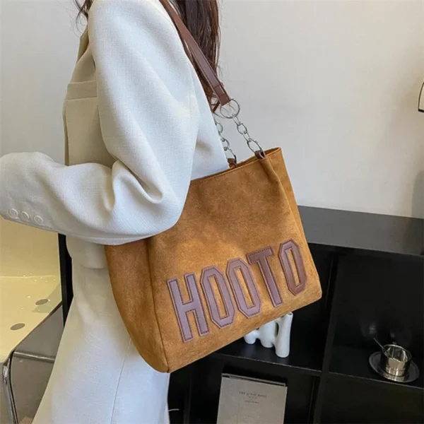 Stylish Tote Bag, Nubuck Pu Letter HOOTO Design for Women Handbag Shoulder Bag, Large Capacity Nylon leisure Travel Shopping Bag - Image 20
