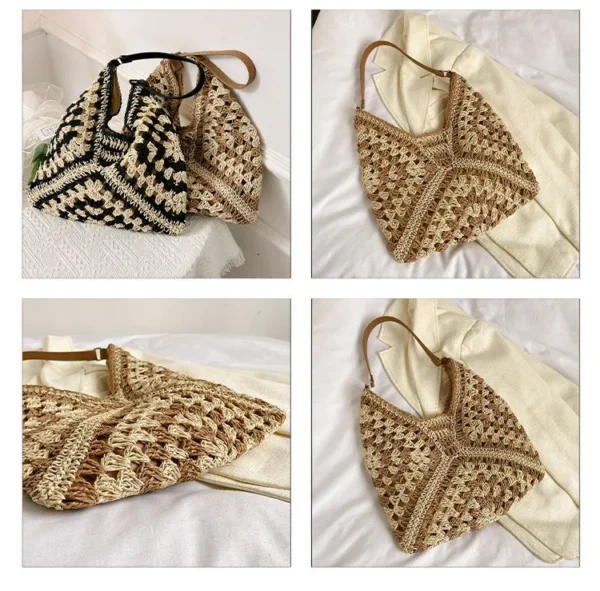 Women Weaving Clutches knit bag Large Portable Shoulder Bag Summer Beach Purses Shopper Satchel Female Tote Bags Handbags - Image 14