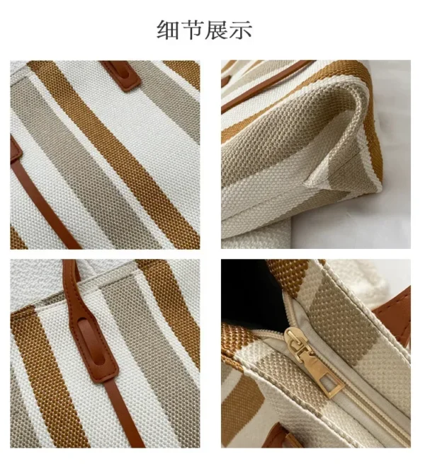 Raffia Summer Bags for Woman 2024 Stripe Designer Shoulder Crossbody Shopper Storage Bag Women Casual Canvas Handbag Tote Bag - Image 58