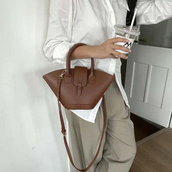 Luxury Designer Fashion Handbag PU Leather Tote Bag Large Capacity Trendy Crossbody Bag Trapezoid Bucket Bag for Women - Image 11