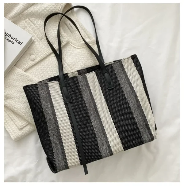 Raffia Summer Bags for Woman 2024 Stripe Designer Shoulder Crossbody Shopper Storage Bag Women Casual Canvas Handbag Tote Bag - Image 15