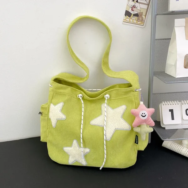 Women Star Pattern Corduroy Crossbody Bag Casual Tote Lady Simple Large Capacity Shoulder Bag Girl Travel School Bookbag Handbag - Image 10