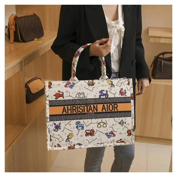 new fashion designer versatile shoulder bag Large capacity canvas handbag for women ethnic style printed travel shopping bag - Image 30