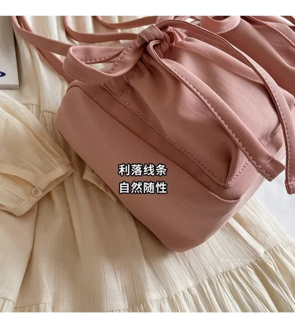 2025 New Korean Bow Nylon Shoulder Bag Fashionable and Sweet Design Tote Bag Folded Large Capacity Commuter Women's Handbag - Image 16